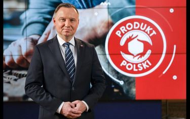 Andrzej Duda wystąpił na tle nielegalnego logo