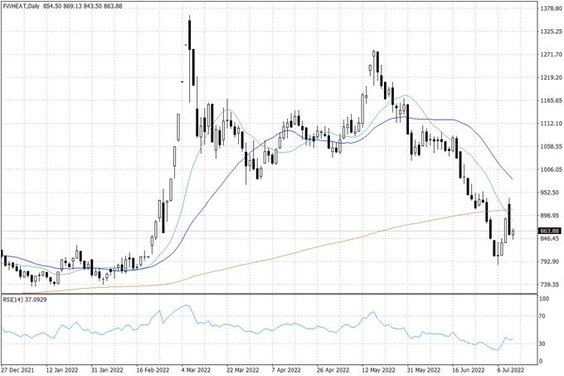 Notowania pszenicy w USA – dane dzienne