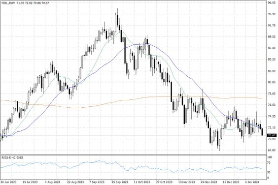 Notowania ropy naftowej WTI – dane dzienne
