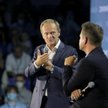 Lider Ruchu Wspólna Polska, prezydent Warszawy Rafał Trzaskowski (P) oraz p.o. przewodniczącego Plat