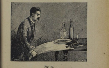 "Zdjęcie obrusa ze stołu zastawionego" z książki "Rozrywki Naukowe. Fizyka i Chemia bez przyrządów" 