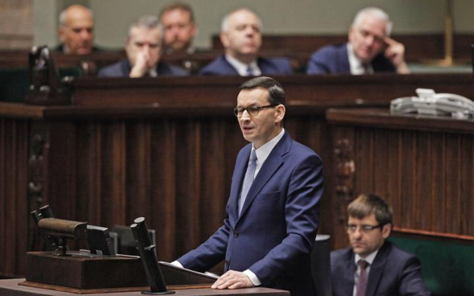 Premier Mateusz Morawiecki podczas exposé.