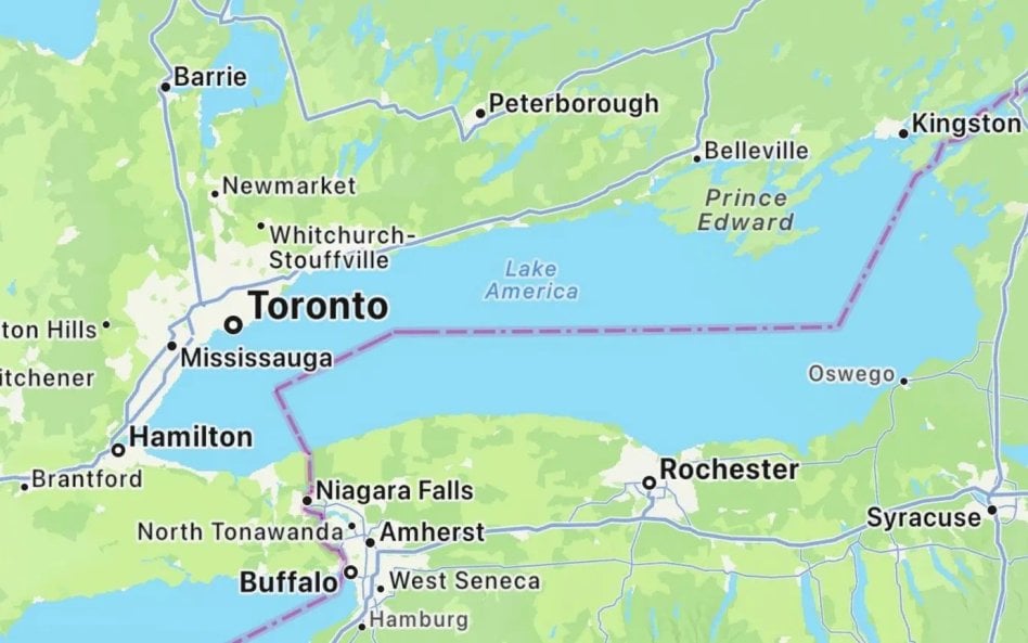 Naciski Trumpa przyniosły efekt. Jezioro Ontario znika z Map Apple