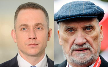 Wiceminister obrony narodowej Cezary Tomczyk (PO) i były szef MON Antoni Macierewicz (PiS)