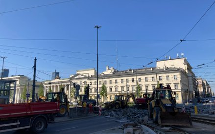 Prace na wysokości Placu Bankowego