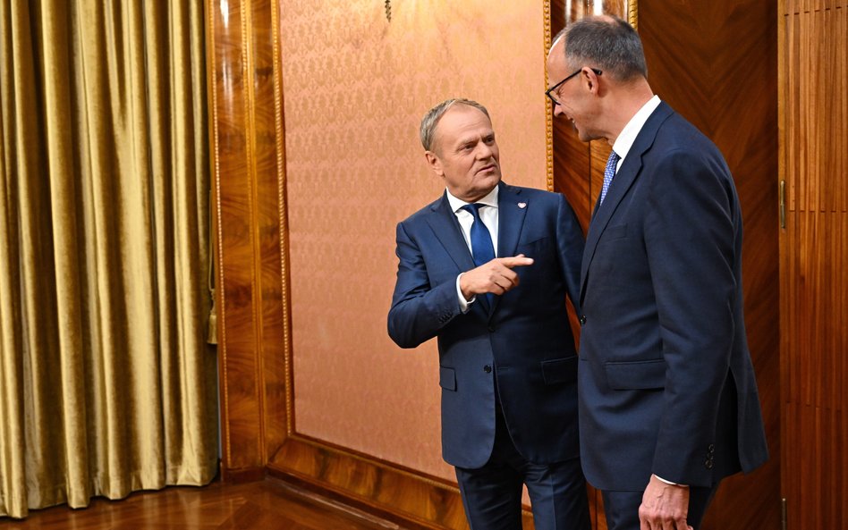 Donald Tusk i Friedrich Merz podczas niedawnej wizyty kanclerza Niemiec w Warszawie