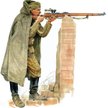 Sowiecki snajper z Mosinem wz. 1891/30, na którym zamontowano celownik optyczny PU
