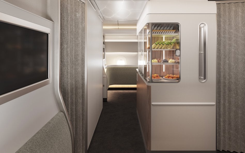 Strefa wellbeingu w samolotach Airbus A350-1000ULR ma pomóc pasażerom znieść niewygody lotów trwając