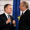 Donald Tusk, przewodniczący Rady Europejskiej i prezydent Łotwy, Andris Berzins