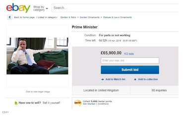 Ktoś wystawił Davida Camerona na sprzedaż na eBay'u