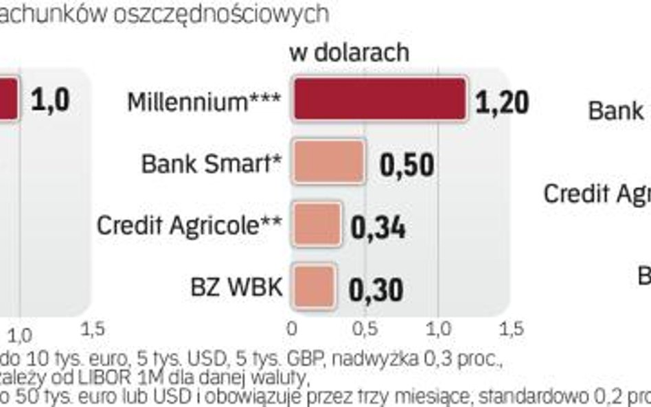Odsetki nie są wysokie, ale w standardowych kontach walutowych w ogóle ich nie ma