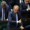 Premier Donald Tusk po bloku wieczornych głosowań w Sejmie, 8 października
