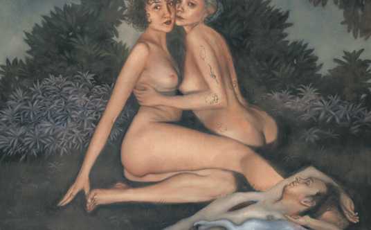 „Łabędzi śpiew”, Agata Słowak, 2022, olej na płótnie, 140 x 140 cm