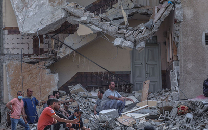 Ruiny budynku w Strefie Gazy
