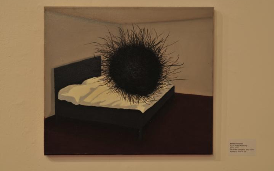 Monika Chlebek "Pokój hotelowy" (2010), tempera i olej na płótnie