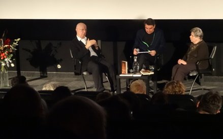 Martin Pollack, Remigiusz Grzela i Alicja Kapuścińska w kinie Atlantic