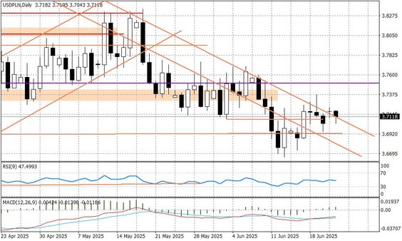 Wykres dzienny USDPLN