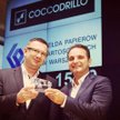 Tomasz Przybyła (z lewej), wiceprezes, i Marek Dworczak, prezes CDRL, podczas debiutu spółki na GPW 