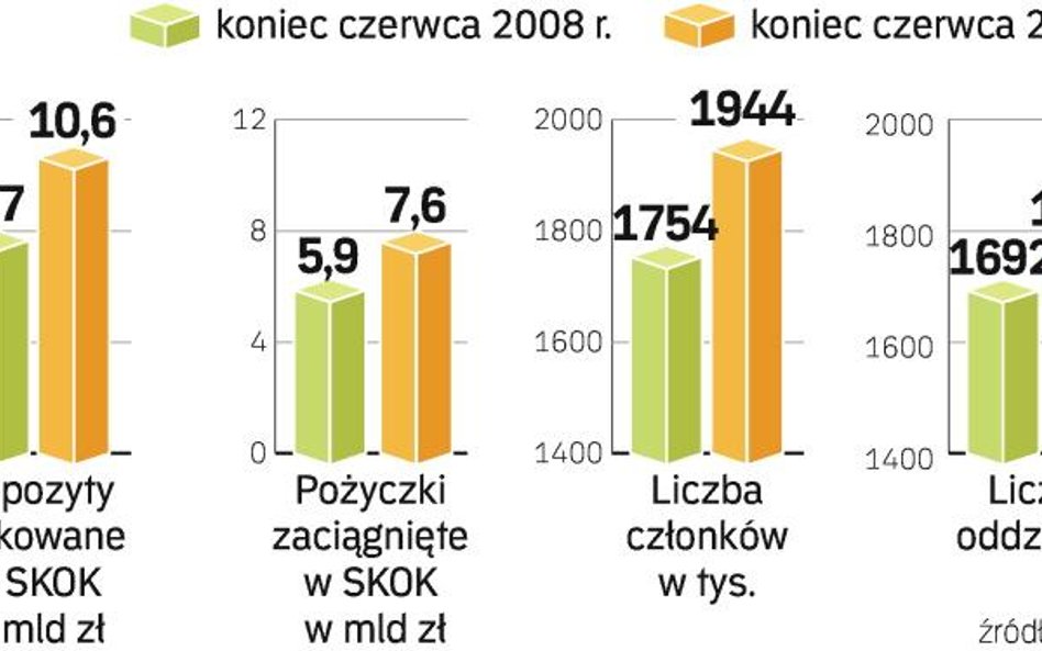 Pozycja SKOK na rynku finansowym. Kasom udało się zwiększyć aktywa i liczbę członków, ale w pierwszy