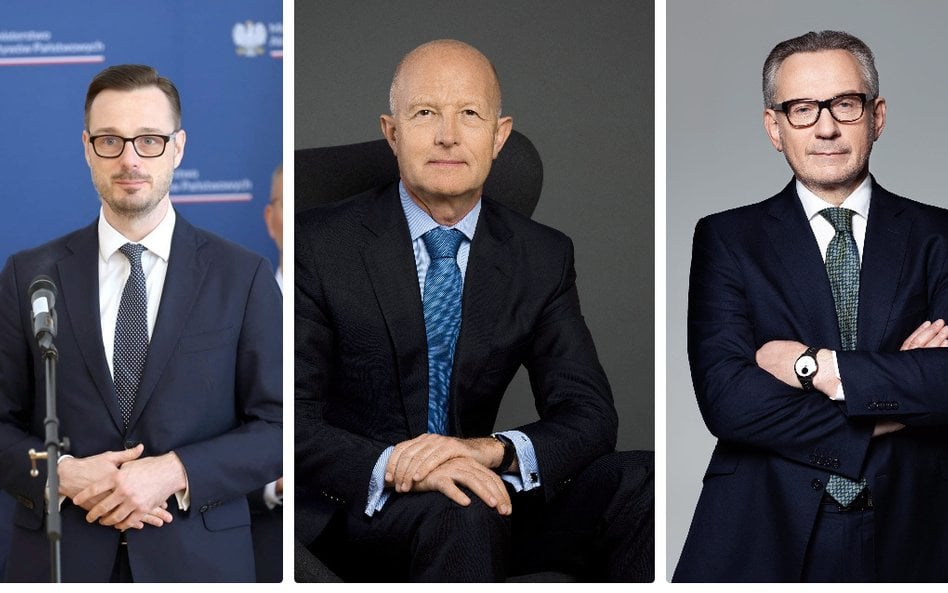 Jakub Jaworowski, minister aktywów państwowych (pierwszy z lewej). Andrzej Klesyk, prezes PZU, i Cez
