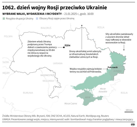 Tak wyglądała sytuacja na froncie 21 stycznia