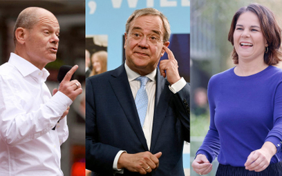 Kandydaci na kanclerza. Od lewej: Olaf Scholz (SPD), Armin Laschet (CDU/CSU), Annalena Baerbock (Zie