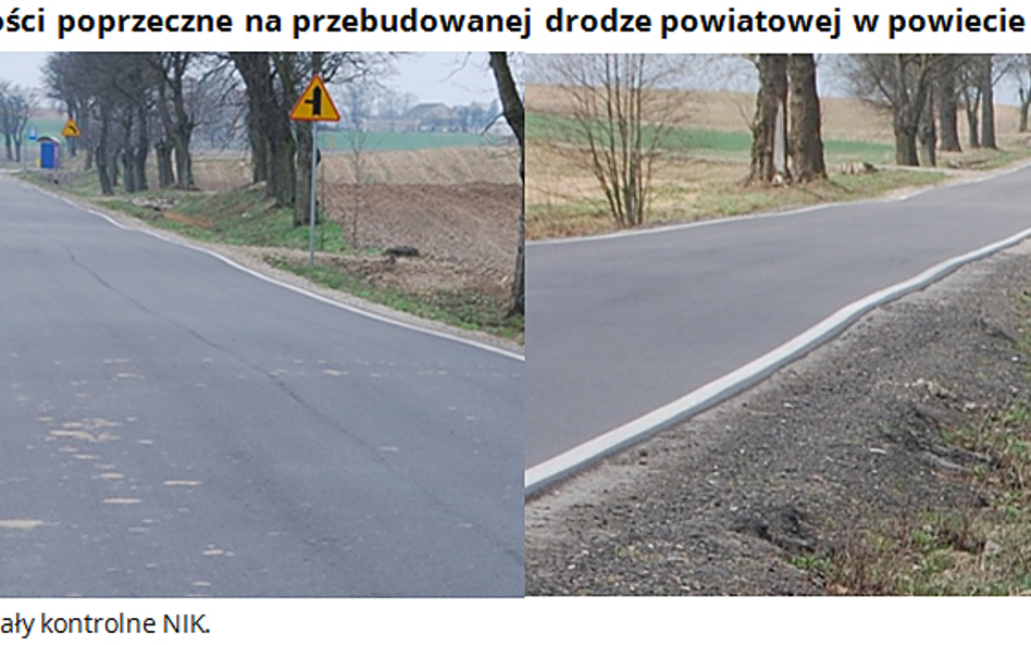 Nierówności poprzeczne na przebudowanej drodze