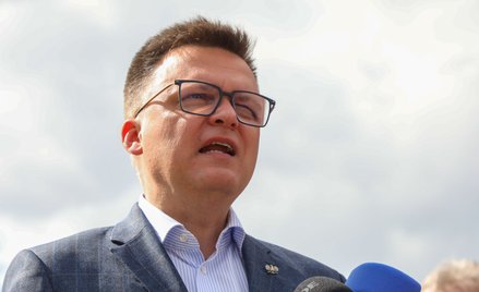 Marszałek Sejmu Szymon Hołownia podczas spotkania wyborczego w Białymstoku