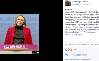 Norwegia: Spór o krzyż na szyi minister ds. imigracji