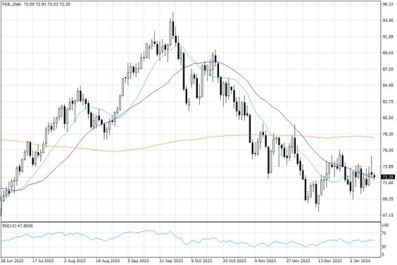 Notowania ropy naftowej WTI – dane dzienne