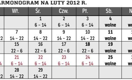 1. Harmonogram na luty 2012 r.