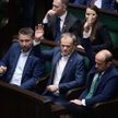 Przewodniczący PO Donald Tusk (C-dół), sekretarz generalny Platformy Obywatelskiej Marcin Kierwiński