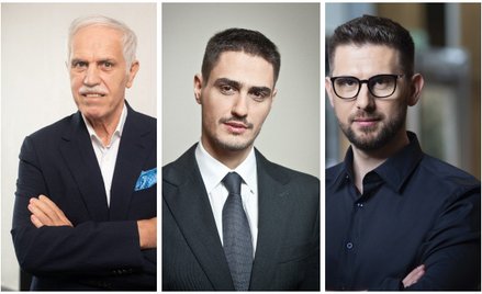 Zygmunt Solorz i synowie Tobias Solorz i Piotr Żak.