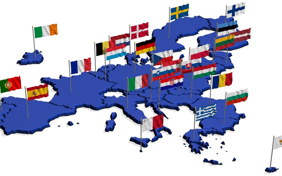 Unia Europejska (stan na 1 lutego 2020 r.). Obecnie kraje członkowskie UE mają łącznie ok. 450 mln o