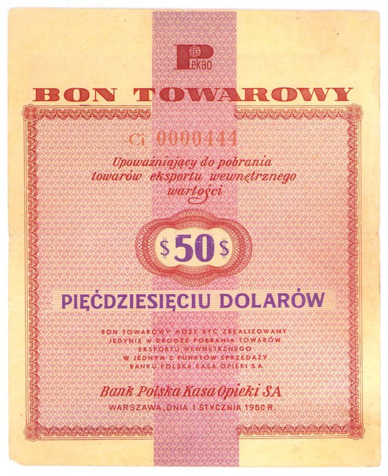 4,6 tys. zł osiągnął bon dewizowy o nominale 50 dolarów.