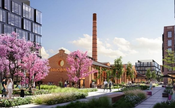 Wizualizacje pierwotnego projektu zakładały otwartą przestrzeń z biurami i restauracjami