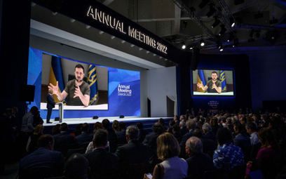 Wołodymyr Zełenski przemawia do uczestników Światowego Forum Ekonomicznego w Davos