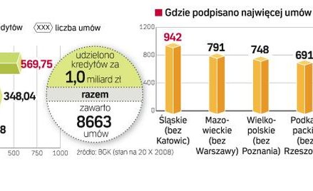 Niewielkie zainteresowanie kredytami dofinansowanymi przez państwo. Liderem spośród województw jest 