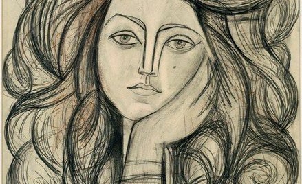 Pablo PICASSO, Portret Françoise, 20 maja 1946 Rysunek ołówkiem, węgiel, kredki w trzech kolorach na