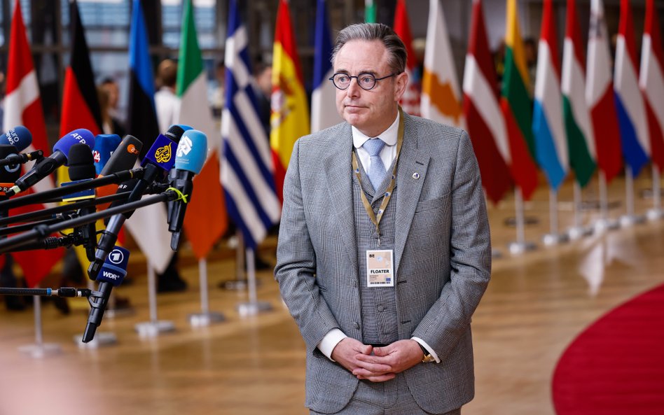 Bart De Wever, premier Belgii, na posiedzeniu Rady Europejskiej w Brukseli