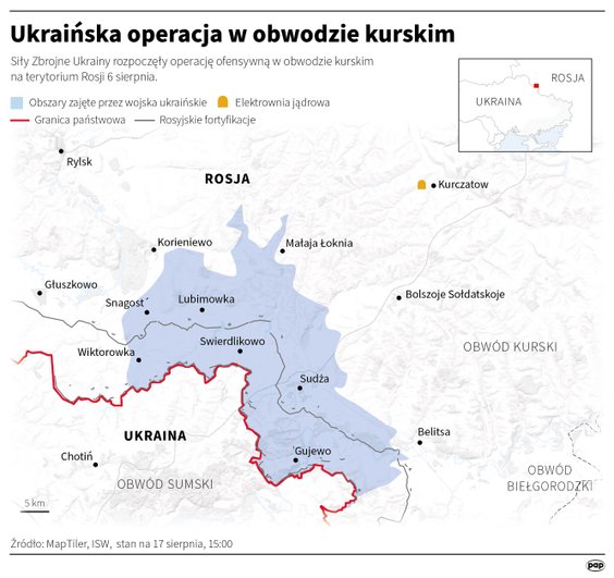Ukraińska ofensywa w obwodzie kurskim (stan na 18 sierpnia)
