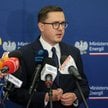 Minister energii Miłosz Motyka na konferencji prasowej poświęconej skutkom prezydenckiego weta dotyc