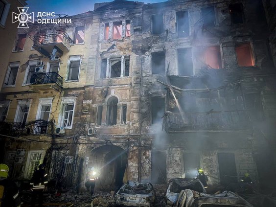 Odessa, budynek uszkodzony podczas ostrzału