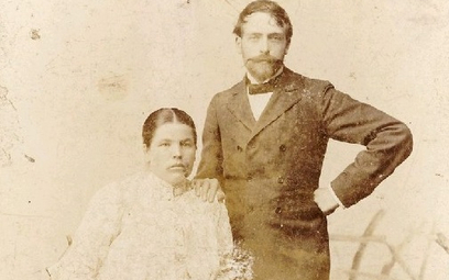 Żona Teodora i Stanisław Wyspiański ok. 1901. Artysta żył w latach w 1869–1907