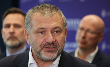 Minister sprawiedliwości Waldemar Żurek na briefingu prasowym, po spotkaniu z przedstawicielami Stow