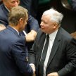 Zdjęcie z 1.10.2014 roku. Kaczyński życzy Tuskowi powodzenia w pracy na stanowisku szefa RE