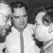 Jerzy Stępień (z lewej), Jan Olszewski (w środku) i Jarosław Kaczyński. 1991 rok, spotkanie Komitetó