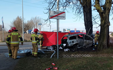 Miejsce tragicznego wypadku w miejscowości Dąbrówka Wielka, 29 marca