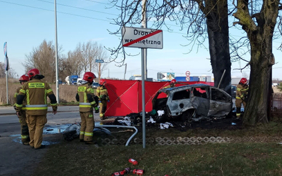 Miejsce tragicznego wypadku w miejscowości Dąbrówka Wielka, 29 marca
