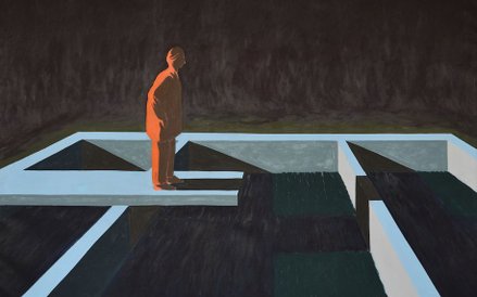 Jarosław Modzelewski, Cień kolegi, 1995?, olej, płótno